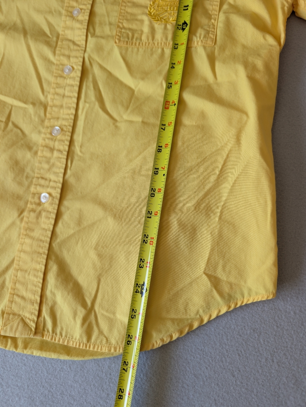 Vintage GENERRA Yellow Oxford Button Down Shirt Cotton Embroidered Crest Medium image 10